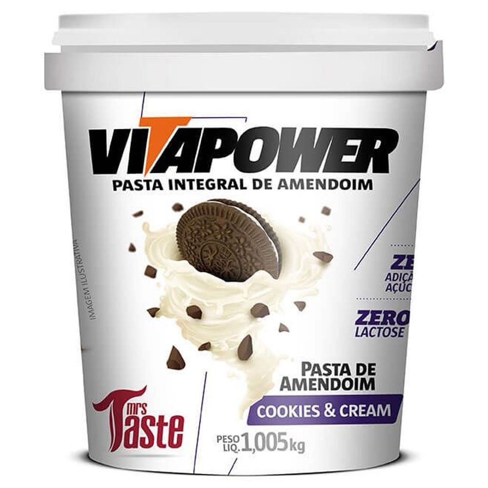 Pasta De Amendoim Cookies Cream 1 005Kg Vitapower Shopee Brasil