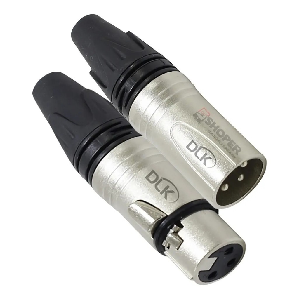 KIT Par Plug Conector XLR Profissional Macho Fêmea Datalink DLK 3