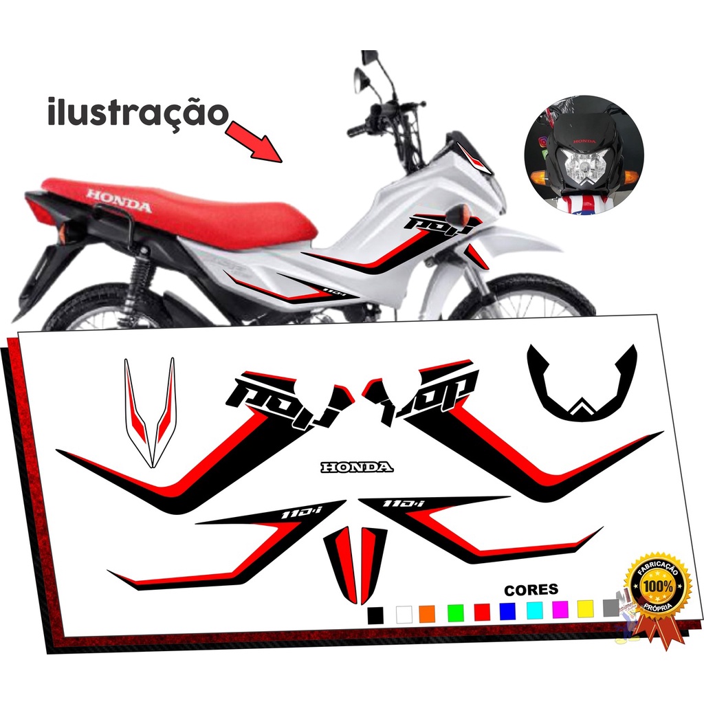 Kit Jogo Faixas Adesivos Emblemas POP 110i Rally 2020 Cores