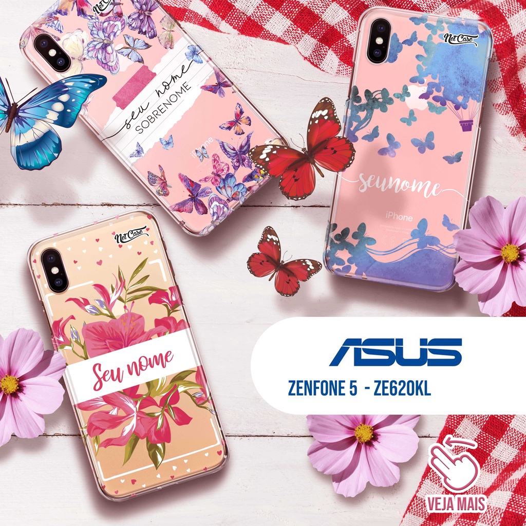 Capa Capinha Personalizada Zenfone Ze Kl Flores E Borboletas