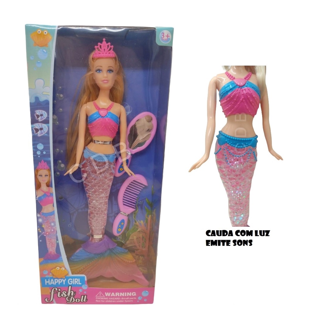 Boneca Princesa Sereia Musical Cauda Brilhante Fish Prince Shopee