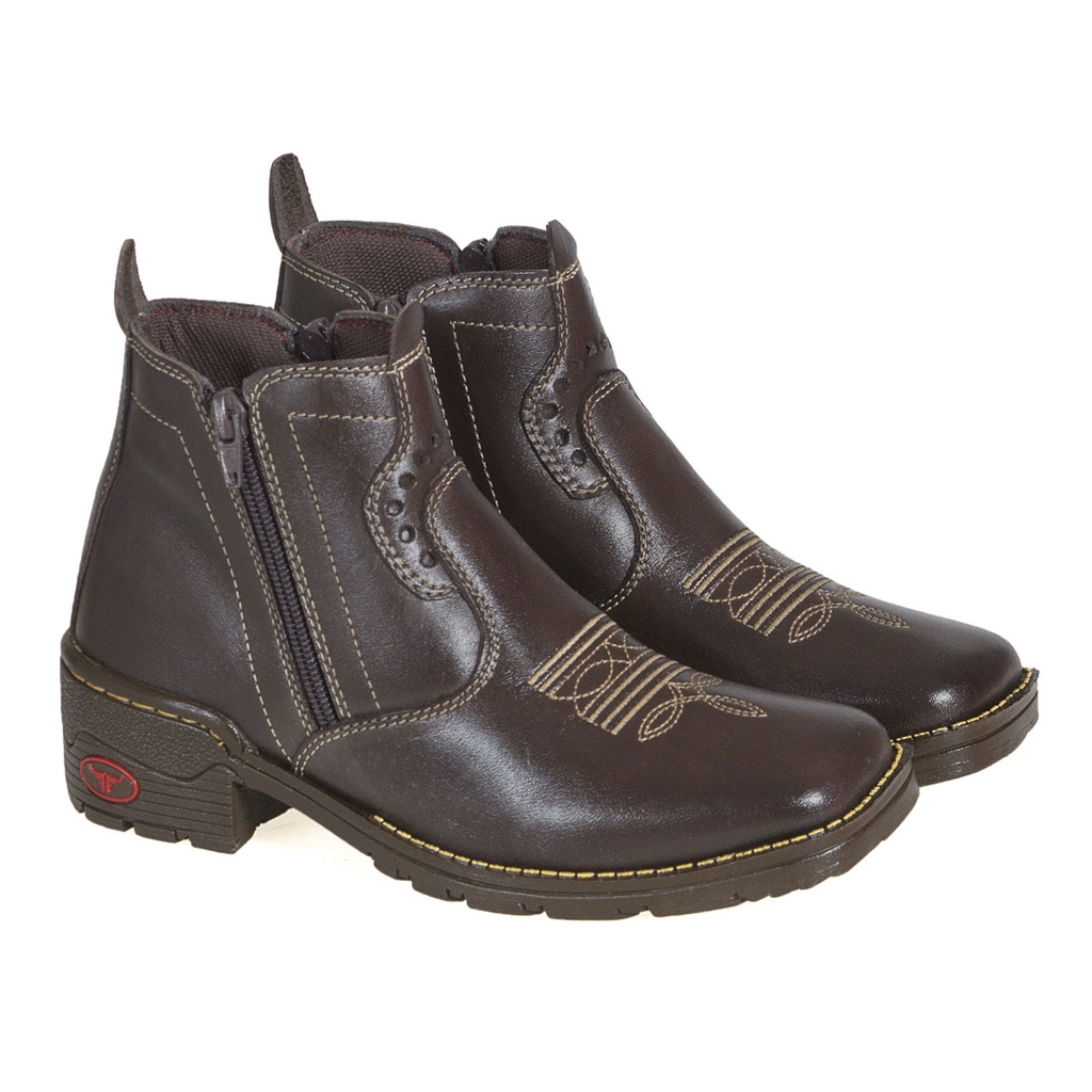 Bota Butina Infantil Masculina Country Cano Curto Inteira De Couro