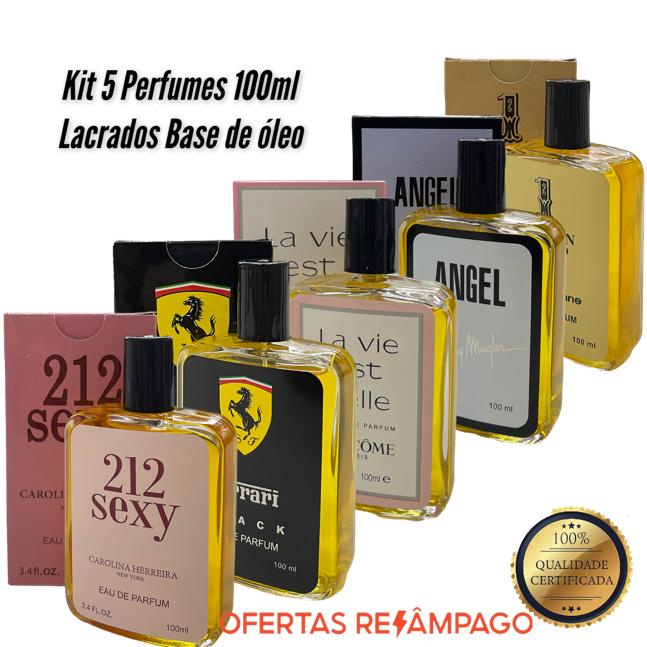 Kit 5 Perfumes Importados Base De Oleo Lacardos 100ml Masculino E