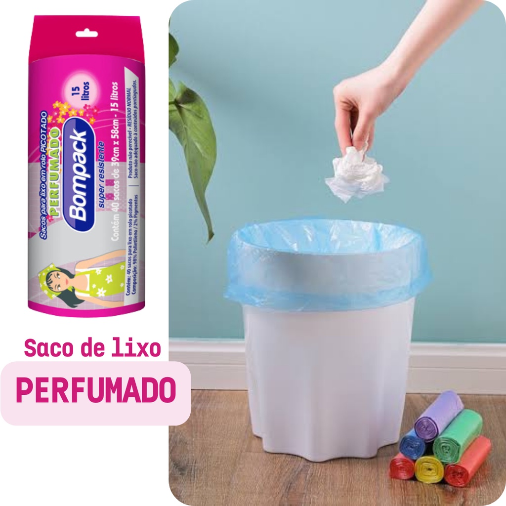 Saco De Lixo Perfumado Pia Banheiro Anti Odores 40un 15litros Shopee