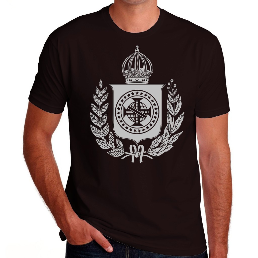 Camiseta Camisa Monarquia Brasão Imperial Cinza simbolo Monarquia