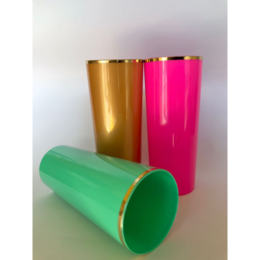 Copo Long Drink Borda Dourada Verde Rosa E Dourado Shopee Brasil