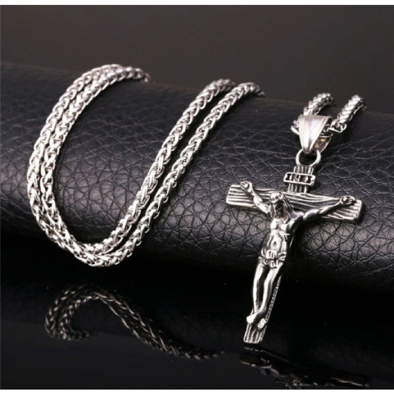 Corrente Masculina Prateada Crucifixo Jesus Cristo Shopee Brasil