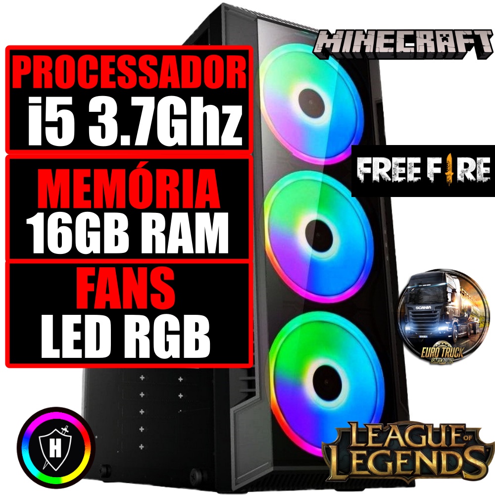 Cpu PC Gamer Computador Barato Completo Leds Rgb Intel Core I5 3 7Ghz