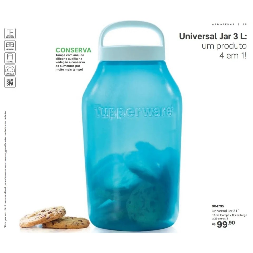 Tupperware Universal Jar Litros Azul Shopee Brasil