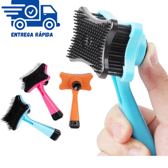 Rasqueadeira Escova Pet Pente Tira Remove Pelos Auto Limpante Cachorro