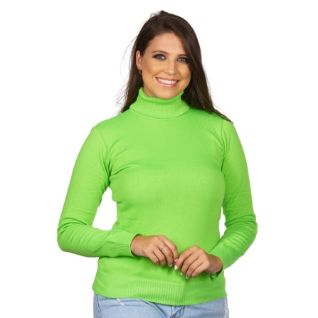 Blusa Tricot Feminina Segunda Pele Gola Alta Cacharrel Elastano De Frio