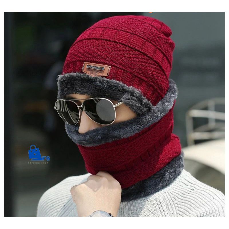 Confira Touca Unissex Gorro Cachecol Gola Forrado De Pelinho Inverno