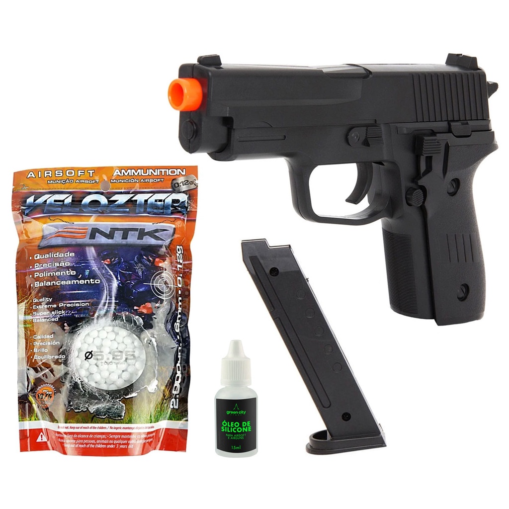 Pistola Airsoft Sig Sauer P226 Spring Arma 6mm Vigor 2000 Esferas