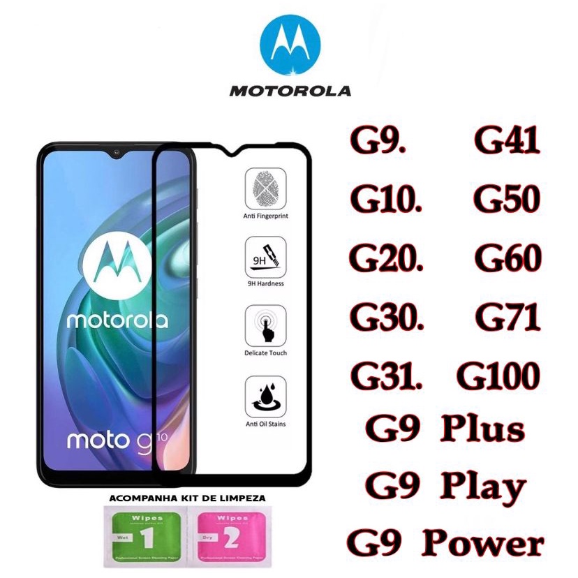 Película De Vidro 3d Moto G9 G9Plus G9Play G9Power G10 G20 G30 G50 G60