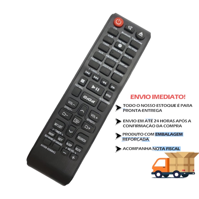 Controle Remoto Para O Som Mini System Samsung Giga Ah59 02694c Mx