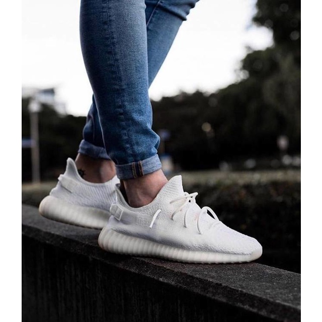 Yeezy Boost 350 V2 Triplo Branco Creme Novo Lançamento Sneakers Casual