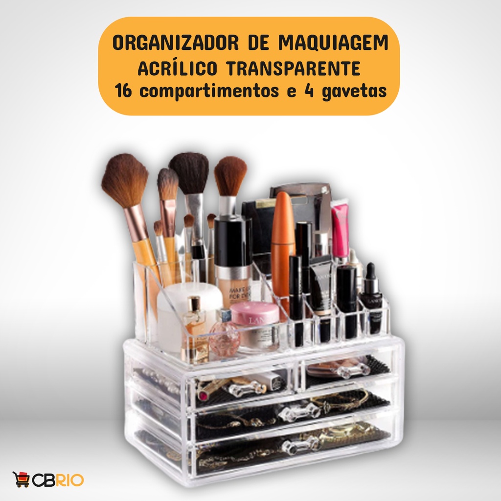 Organizador Porta Maquiagem Pincel Batom Acrílico 4 Gavetas Shopee Brasil