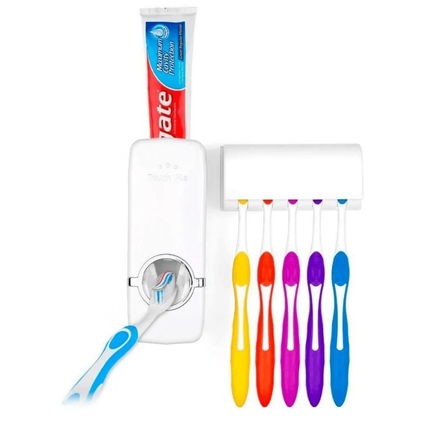 Dispenser Aplicador Creme Dental Pasta De Dente Suporte 5 Escovas Banheiro