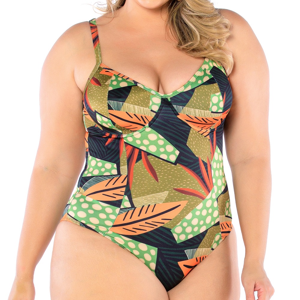 Maio Firmador Sem Bojo Estampado Banho De Mar Plus Size Tamanhos Grande