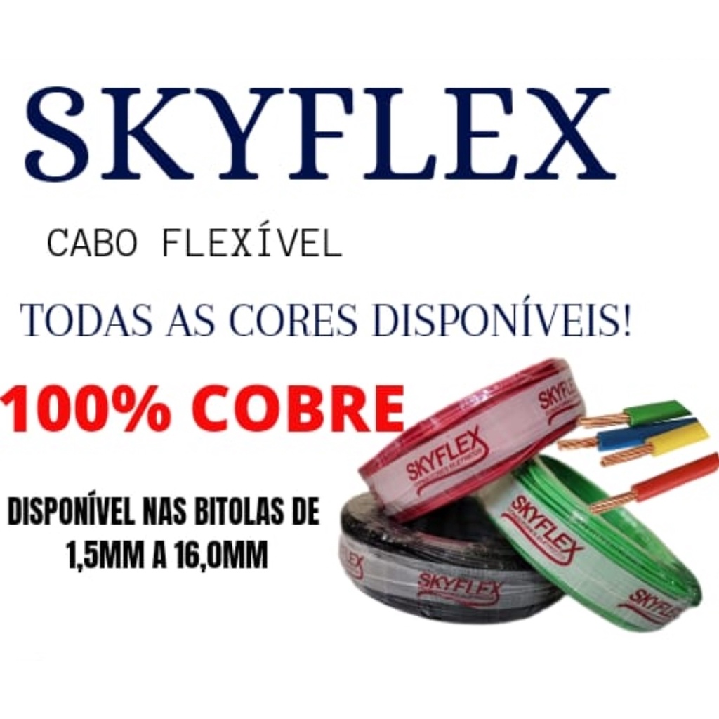 FIO FLEX 100 COBRE 2 5 MM PRETO SKYFLEX ROLO 100 MTS Escorrega o Preço