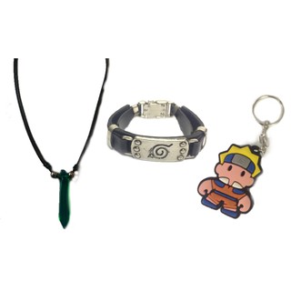 Kit Colar Tsunade Naruto Verde Chaveiro Naruto Pulseira Vila Da