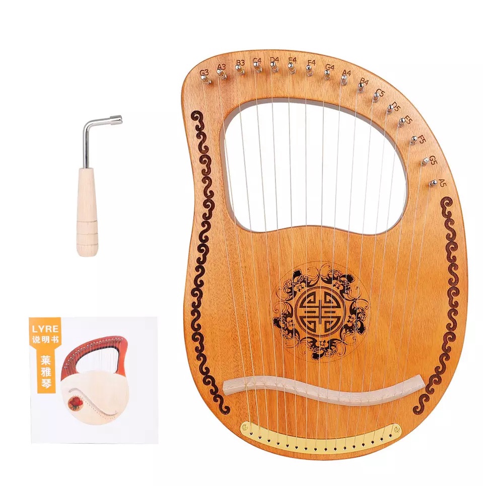 Harpa Lira Cordas Instrumento Musical Em Mogno Shopee Brasil