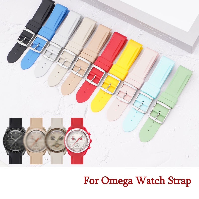 20mm Final Curvo Silicone Strap Para Omega MoonSwatch Assista Pulseira