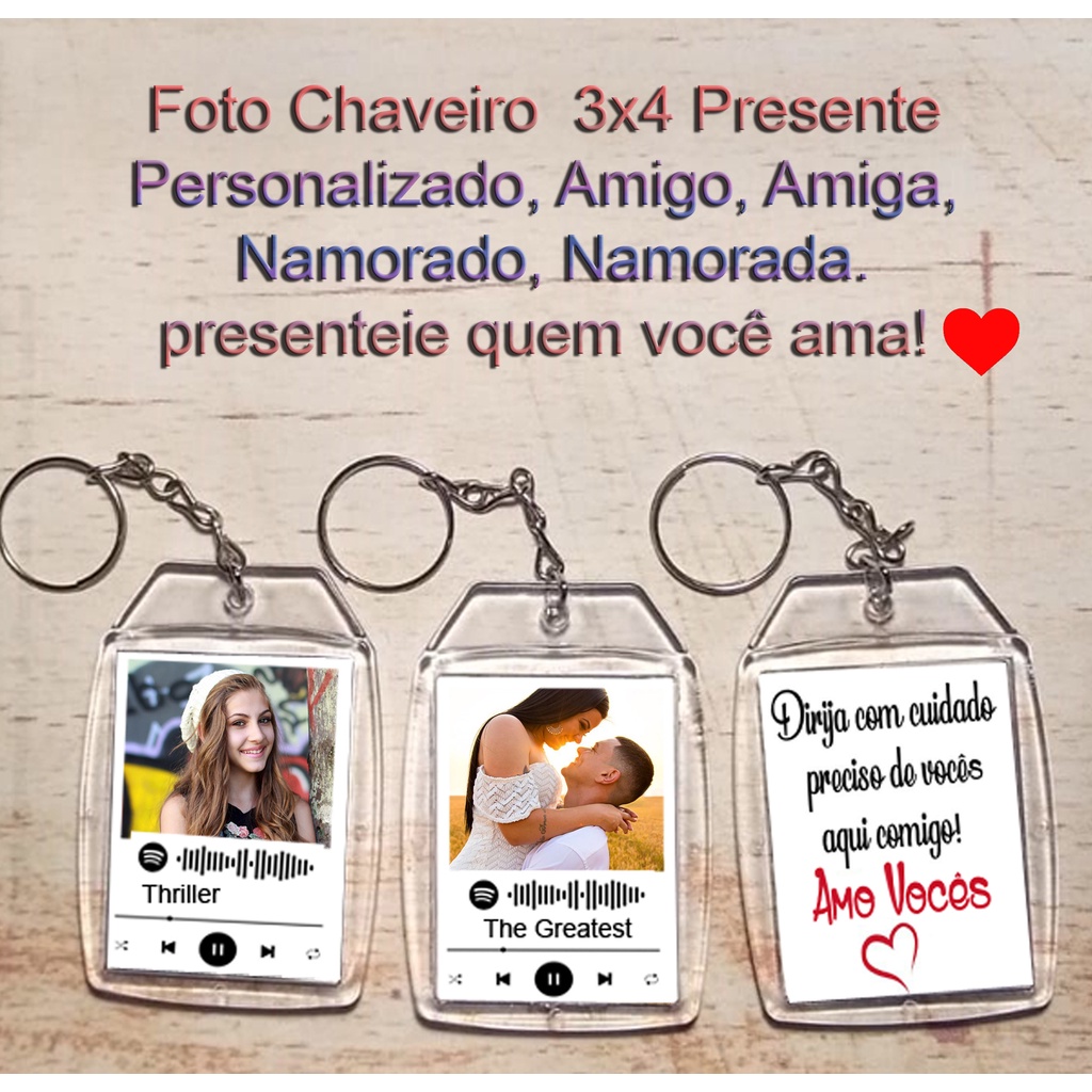 Chaveiro PERSONALIZADO Foto Frase QR Code Spotify Code Shopee Brasil