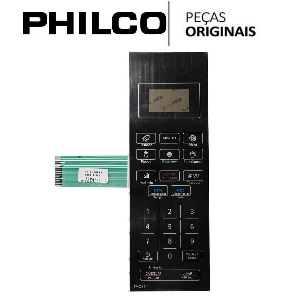 MEMBRANA TECLADO PARA FORNO MICROONDAS PHILCO PMO26 PMO26P PRETA