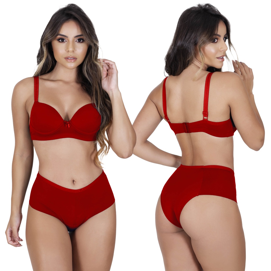 Conjunto Bojo Lingerie Suti E Calcinha Toda Micro Fibra Lisa