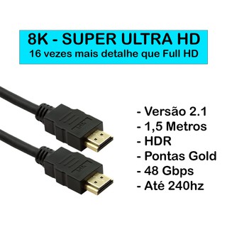 Cabo HDMI 2 1 8K Super UltraHD Gold HDR 3D 19 Pinos 1 5 Metros Shopee