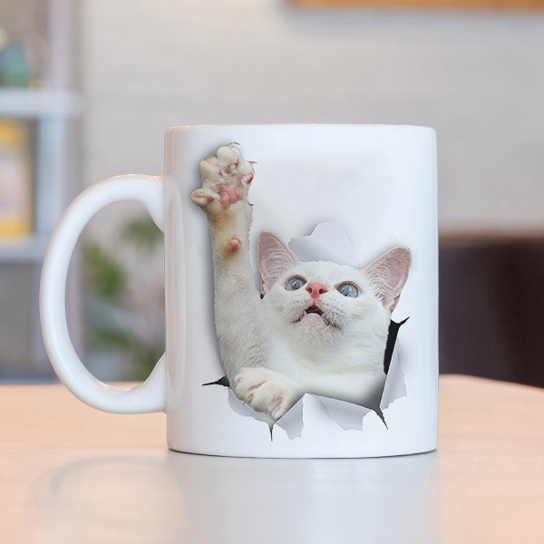 Caneca 3d Gato Branquinho Shopee Brasil