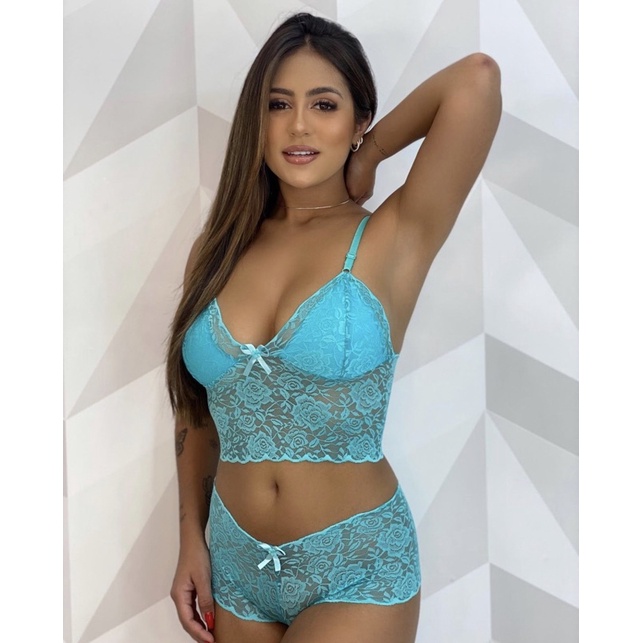CONJUNTO CALESSON Calcinha Renda Lingerie Sexy Shopee Brasil