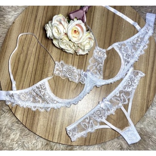 Conjunto Sexy e Sensual Lingerie Feminina Luxo Sutiã de Renda