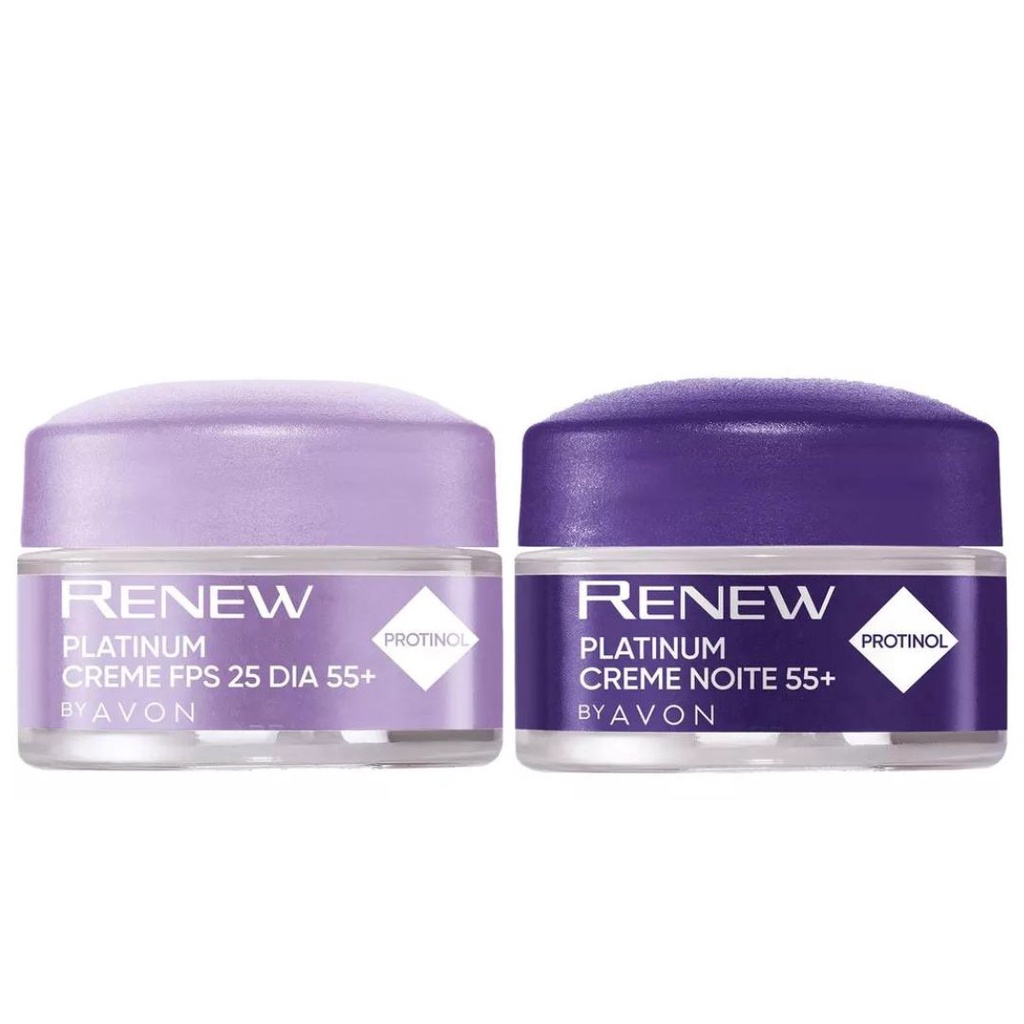 Kit Cremes Faciais Renew Platinum Dia E Noite 55 15g Avon Shopee