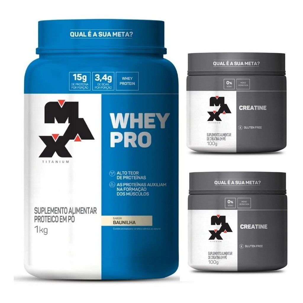 Kit Whey Pro X Creatina Max Titanium Shopee Brasil