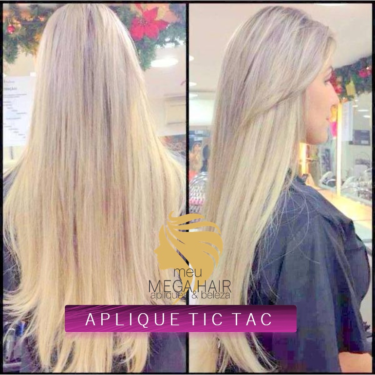 Alongamento Cabelo Tic Tac Loiro 60cm 300grs 2 Telas Premium Cabelo Bio