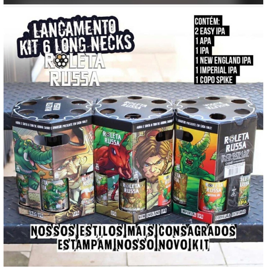 Kit Cerveja Roleta Russa Long Neck Copo Spike Shopee Brasil