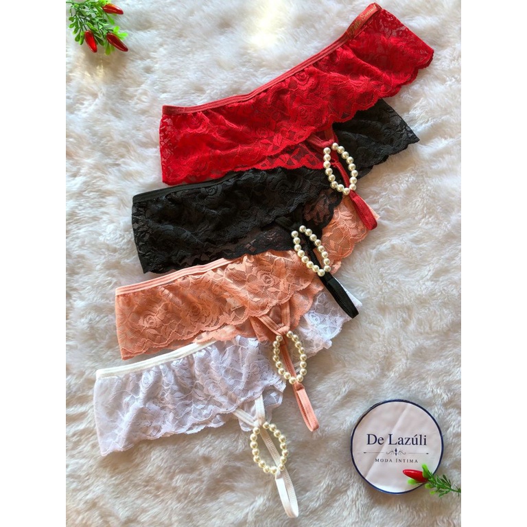 Calcinha Tailandesa Sexy Fio Dental Lingerie Renda Shopee Brasil