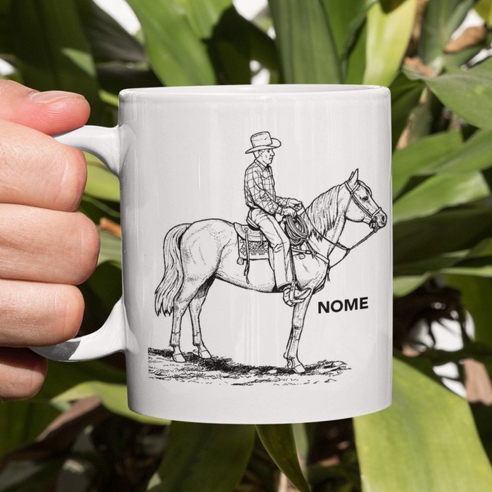 Caneca Porcelana Cavalo Cowboy Personalizada Nome 325ml Shopee Brasil