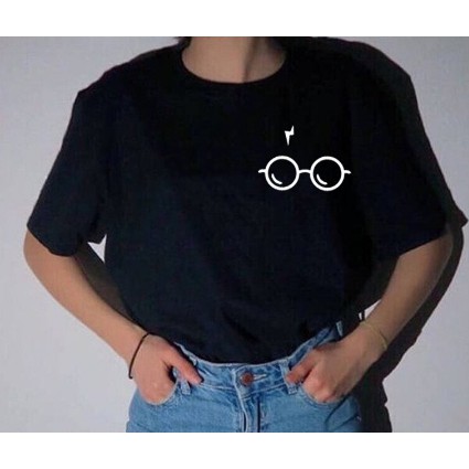 Camiseta Algodão Unissex Básica Harry Potter Hogwarts Cicatriz Moda Tumblr