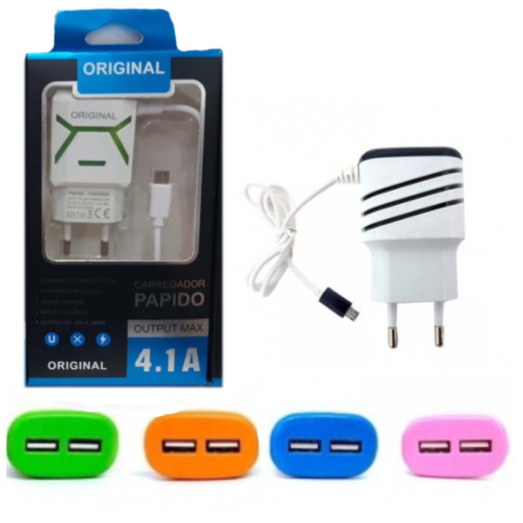 Carregador Turbo Celular Ultra rápido V8 Micro Usb 2 Entrada Usb