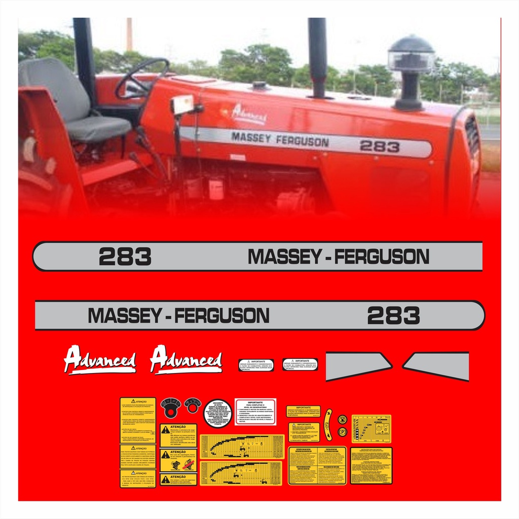 Kit Adesivos Trator Massey Ferguson Mf Adesivos De Advert Ncia