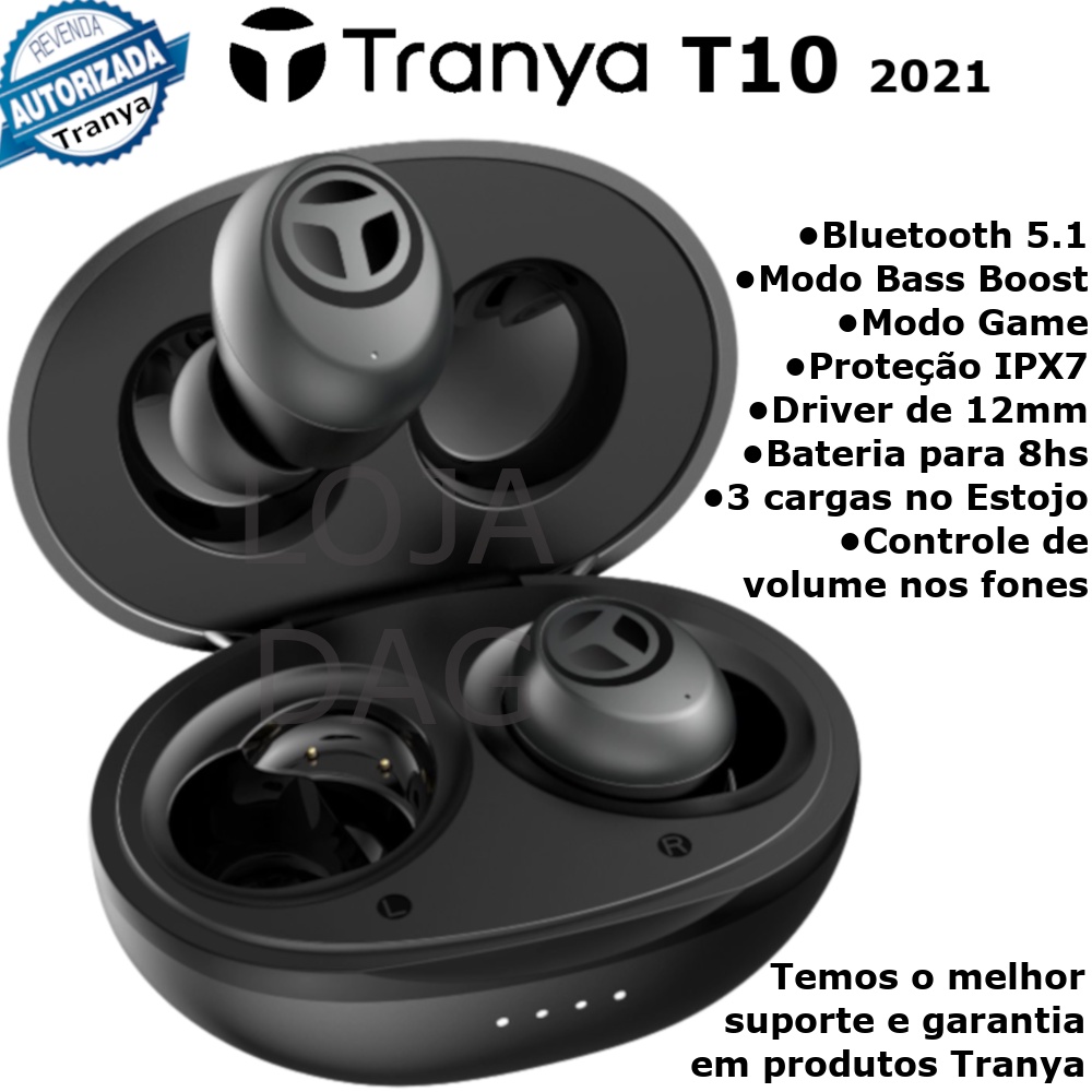 Fone Bluetooth TWS Tranya T10 (T10-B) - Bt 5.1