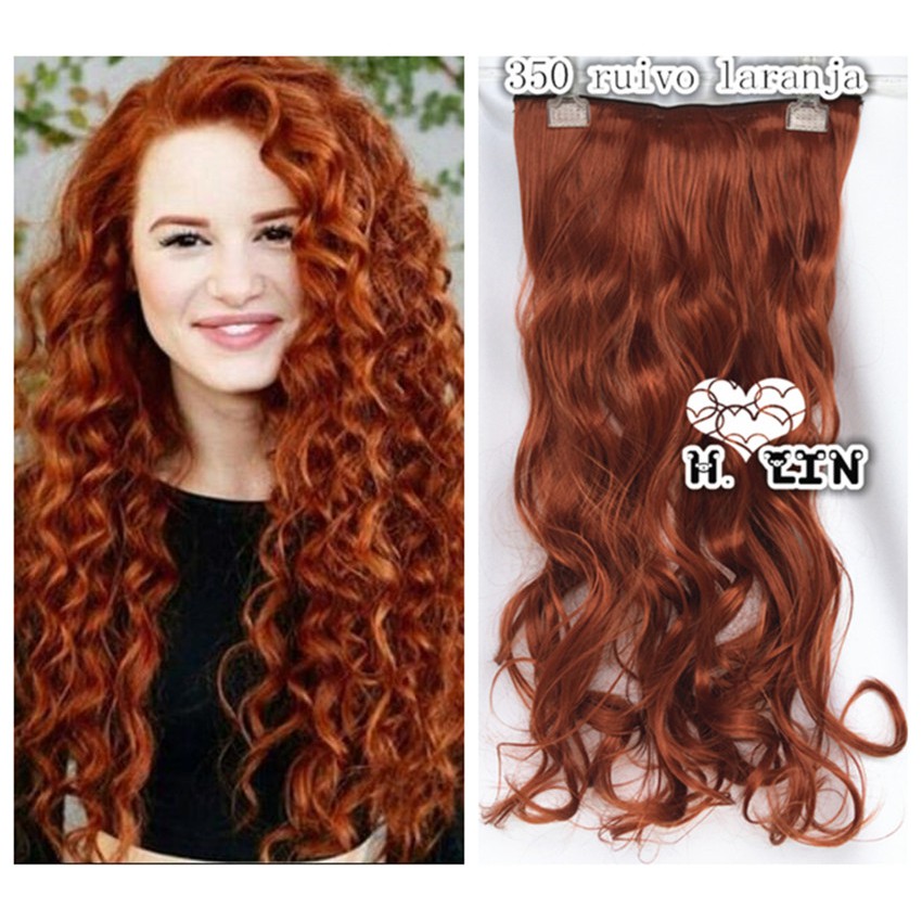 Cabelo Aplique Tic Tac Cor 350 Ruivo Laranja Alaranjado Fibra Organico