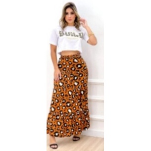 Conjunto Feminino Conjunto Saia Longa E Cropped Conjunto Blogueira