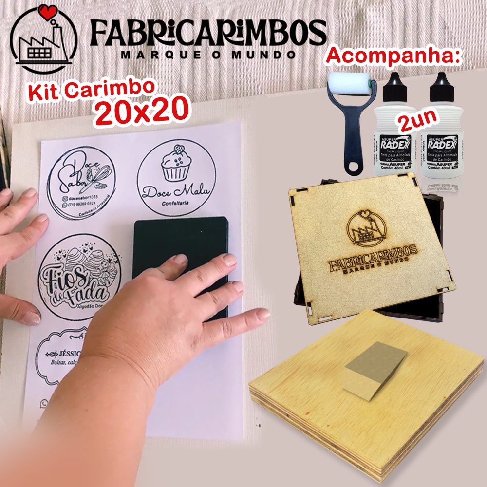 Carimbo Personalizado 20x20 Carimbeira 2 Tintas Rolinho Shopee