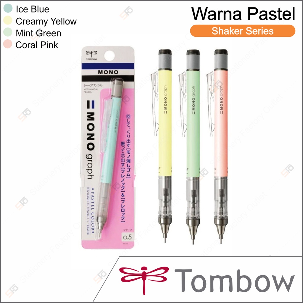 Lápis Tombow Mecânico 0,5 mm-Mono Graph Pastel + Shaker