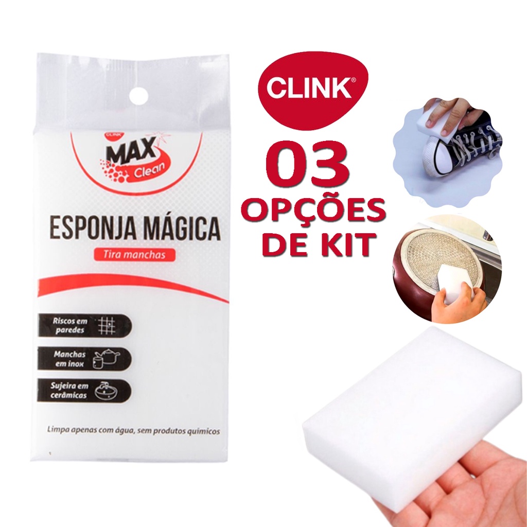 Kit Esponja M Gica Branca Tira Manchas Max Clean Clink