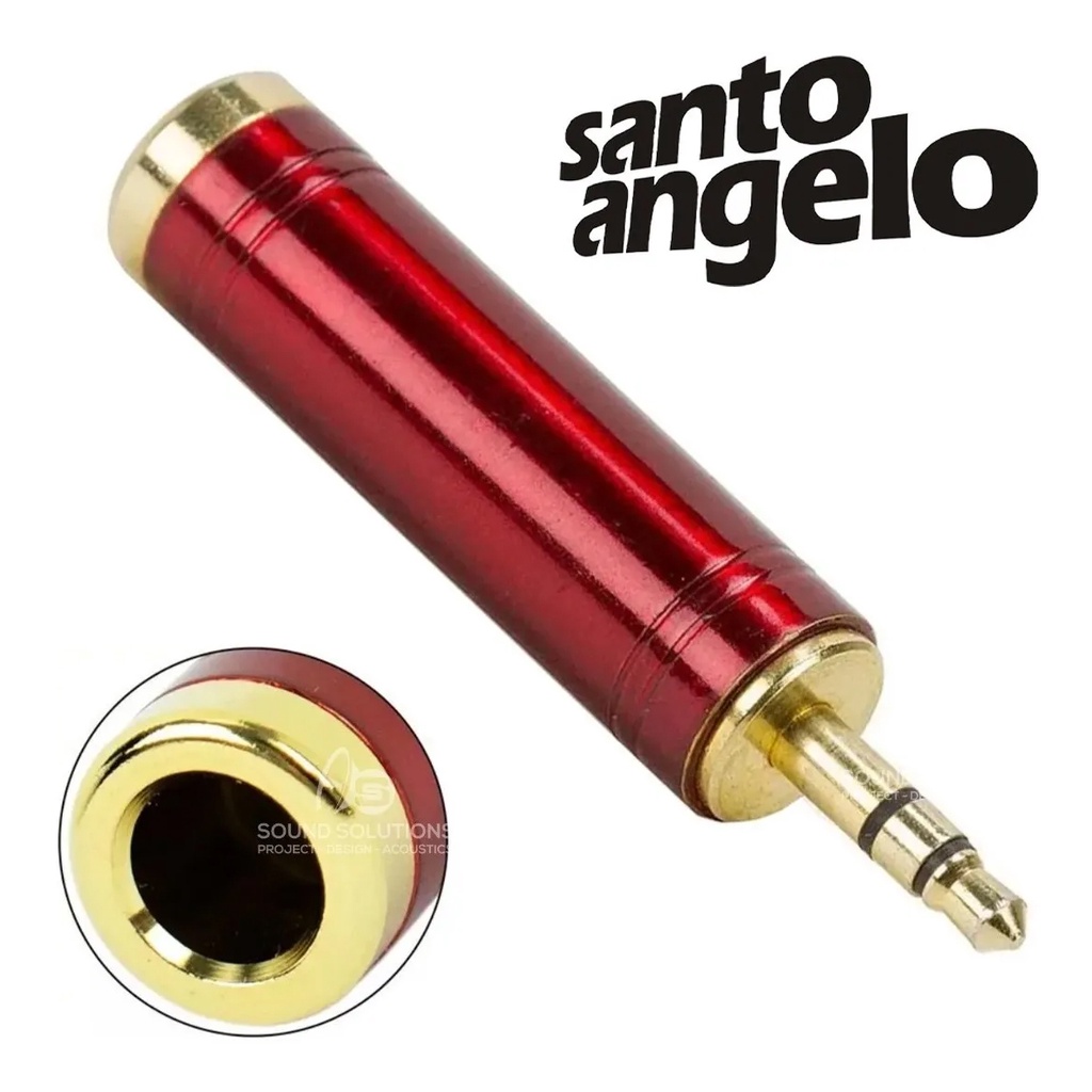 Adaptador P Para P Estereo Santo Angelo Conector Banhado A Ouro